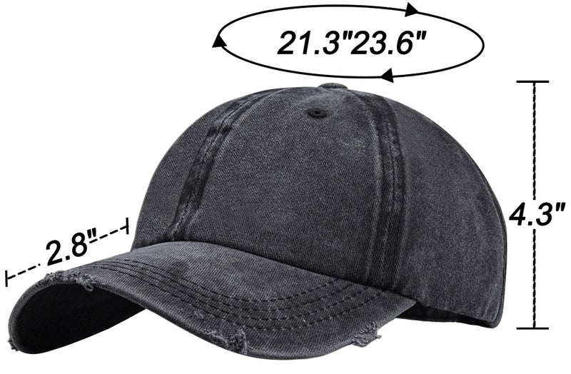 Eohak Ponytail Baseball Hat Distressed Retro Washed Womens Twill - Image 2